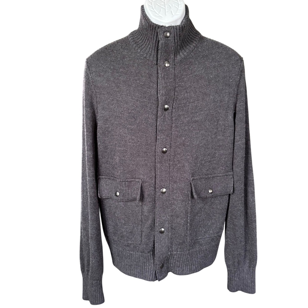 Banana Republic Men's Mock Neck Button Front Merino Wool Sweater Cardigan Sz M